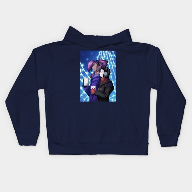 Warm Drinks for a Cold Night Kids Hoodie by SakuraDragon